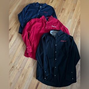 Set of 3 Snap On Tools Men’s Buttoned Long Sleeve Shirts Size Large